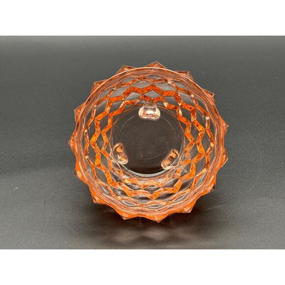 1930s Jeannette Glass Cube Cubist Pink Depression Bowl 3 Legged Powder Jar - Picture 3 of 6